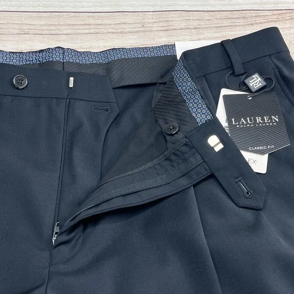 Ralph Lauren BLACK LABEL Wool Pleated Cuffed Pants UltraFlex Classic Fit 42x32 - Picture 4 of 7